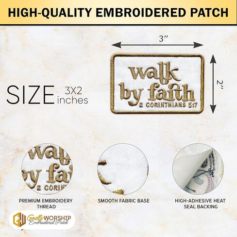 Walk by Faith Embroidered Patch Jesus Christian Bible Verse Applique Embroidery Patches Religious God Catholic Scripture Iron On Sew On Patches for Clothes Jackets Hats Gifts for Women Men 3x2 Inches in Saudi Arabia