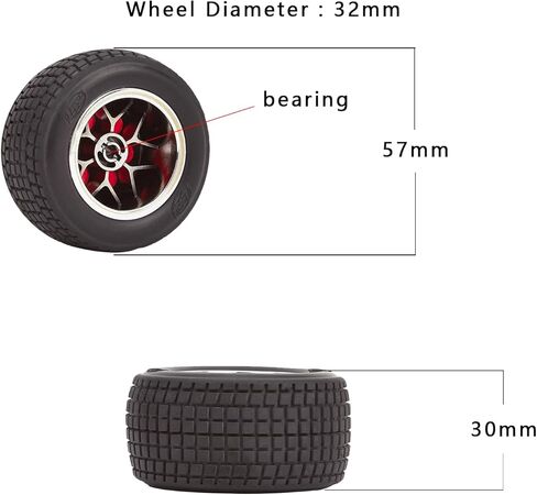 قطع غيار السيارات طراز R/C، مقياس 1/16 1/18، مجموعة عجلات الإطارات لسباق Losi Racing Losi Mini 8ight F1، قطعتان من العجلات الحمراء in Saudi Arabia