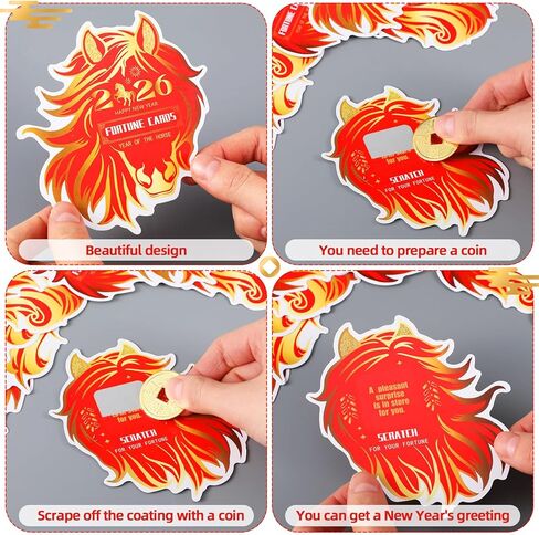 Geyee 504 Pcs Chinese New Year Scratch Off Card 2026 Year of The Horse Scratch Off Fortune Cards 2026 Chinese Party Gifts for Lunar New Years Supplies in Saudi Arabia