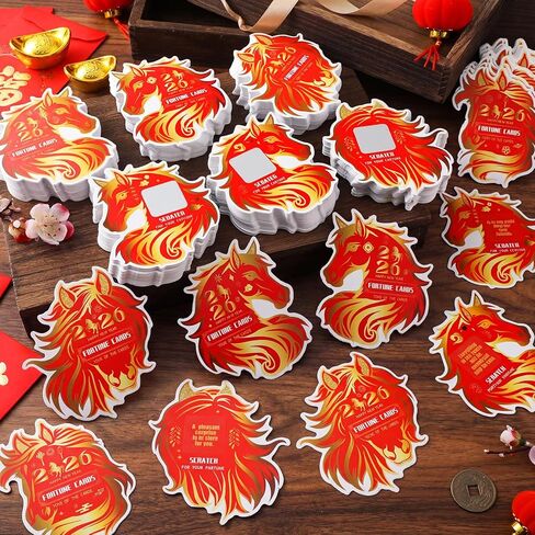 Geyee 504 Pcs Chinese New Year Scratch Off Card 2026 Year of The Horse Scratch Off Fortune Cards 2026 Chinese Party Gifts for Lunar New Years Supplies in Saudi Arabia
