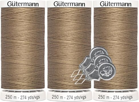 Gutermann Sew-All Thread (250m/274yd) 3-Pack Bundle with Bella's Crafts Needle Threaders (Tan - 536) in Saudi Arabia
