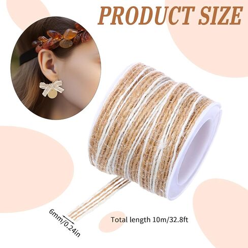 1/4 Inch Burlap Ribbon for Gift Wrapping, 32.8 Ft Natural Jute Rustic Ribbon Brown Thin Twine Ribbons for Wedding Christmas Tree Gifts Bouquet Flower Wreaths DIY Crafts Decor in Saudi Arabia