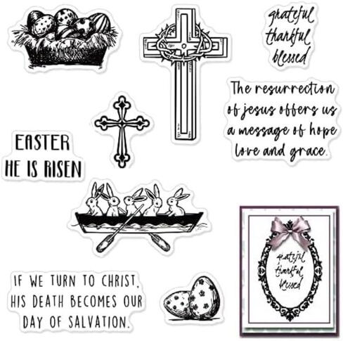 Easter Jesus Cross Lily Clear Stamps for Card Making, Easter Words Goat Animal Clear Rubber Stamps for Holiday Card Making Decoration DIY Scrapbooking Transparent Album Decor Paper Craft in Saudi Arabia