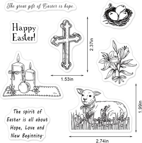 Easter Jesus Cross Lily Clear Stamps for Card Making, Easter Words Goat Animal Clear Rubber Stamps for Holiday Card Making Decoration DIY Scrapbooking Transparent Album Decor Paper Craft in Saudi Arabia