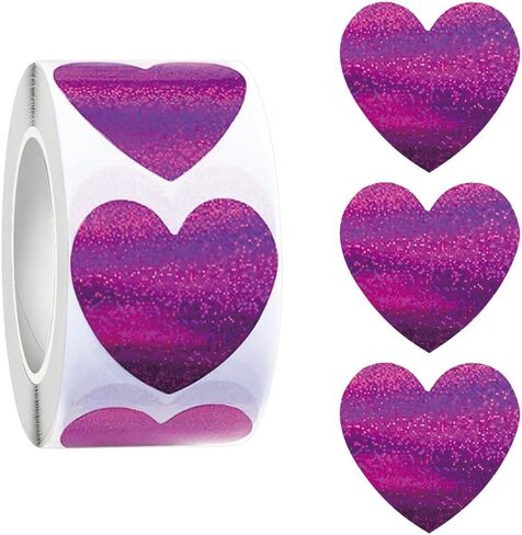 500PCS Red Heart Shaped Stickers Roll 1in Glitter Self-Adhesive Decorative Stickers Paper Decal for Valentine's Day, Award Charts,Offices, Teachers & Classrooms, Bookmarks Envelopes Decor in Saudi Arabia