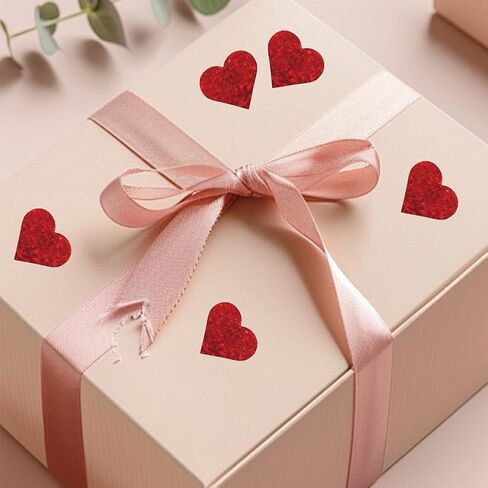 500PCS Red Heart Shaped Stickers Roll 1in Glitter Self-Adhesive Decorative Stickers Paper Decal for Valentine's Day, Award Charts,Offices, Teachers & Classrooms, Bookmarks Envelopes Decor in Saudi Arabia