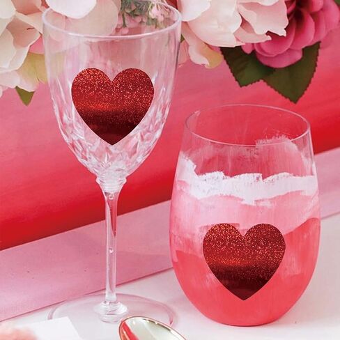 500PCS Red Heart Shaped Stickers Roll 1in Glitter Self-Adhesive Decorative Stickers Paper Decal for Valentine's Day, Award Charts,Offices, Teachers & Classrooms, Bookmarks Envelopes Decor in Saudi Arabia