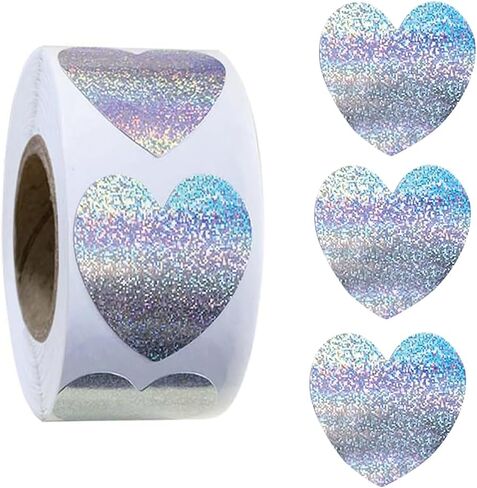 500PCS Red Heart Shaped Stickers Roll 1in Glitter Self-Adhesive Decorative Stickers Paper Decal for Valentine's Day, Award Charts,Offices, Teachers & Classrooms, Bookmarks Envelopes Decor in Saudi Arabia