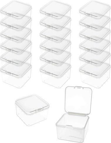 LJY 20-Pack Small Square Plastic Storage Boxes, 55x55x35mm Clear Mini Organizer Containers with Lids, Stackable Tiny Parts Organizer for Jewelry,Beads, Electronics,Crafts,Samples Plastic Case in Saudi Arabia