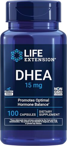 Life Extension DHEA 15mg - لتوازن الهرمونات، ودعم المناعة، وكتلة العضلات الهزيلة، ومكافحة الشيخوخة، والصحة العظمية والجنسية - يدعم الذاكرة والمزاج - خالي من الغلوتين، وغير معدل وراثيًا - 100 كبسولة in Saudi Arabia