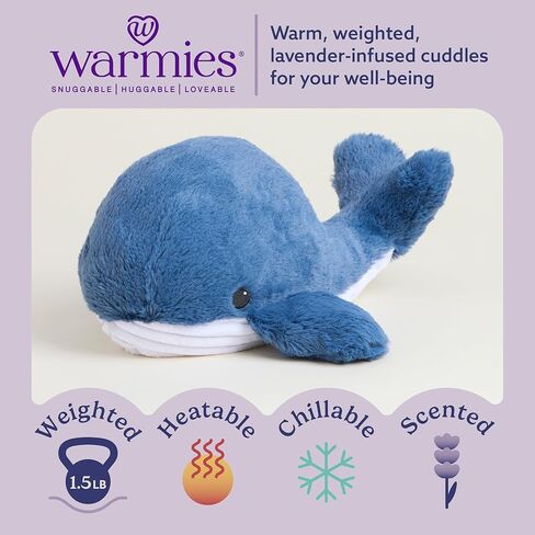 warmies Microwavable & Weighted Stuffed Animals, Whale - Heated Stuffed Animal Plushie for Warmth & Comfort - Cute Soft Plush Toys for Adults & Children (Boys, Girls, Babies & Toddlers) in Saudi Arabia