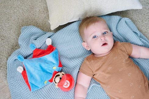 My Mario Baby Security Blanket with Rattle – 10x10 Inch Plush DouDou Snuggle Cloth with Soft Mario Head in Kuwait