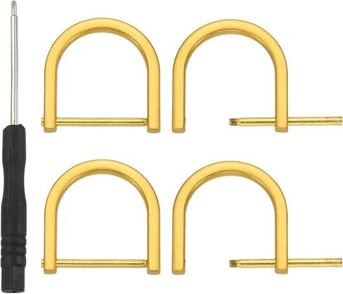 PATIKIL 1 Inch D-Rings Screw in Shackle, 4 Pcs Horseshoe Clasp U Shape D Rings with Screwdriver for Purse Keychain Strap Buckle DIY Leather Craft, Gold in Saudi Arabia