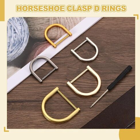 PATIKIL 1 Inch D-Rings Screw in Shackle, 4 Pcs Horseshoe Clasp U Shape D Rings with Screwdriver for Purse Keychain Strap Buckle DIY Leather Craft, Gold in Saudi Arabia