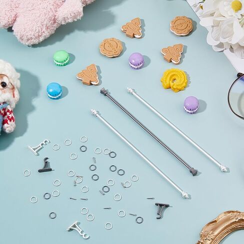 SUPERFINDINGS 2 Sets Dollhouse Curtain Rods Black White Mini Curtain Rod Iron Mini Curtain Pole Miniature Tiny House Accessories for Dollhouse Windows Kitchen Decor in Saudi Arabia