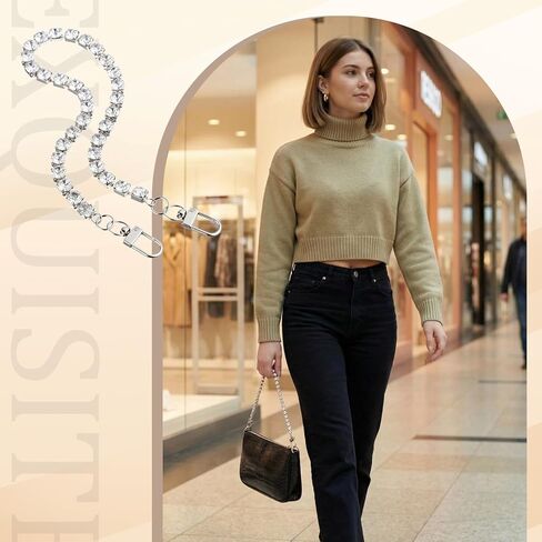 Hinly Bag Chain Charms 13.4 Inch Silver Vintage Purse Charms Strap Chain Replacement Accessories for Women's Crossbody Shoulder Wallet Purses Handbags Decoration in Saudi Arabia