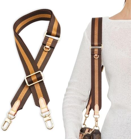Wide Purse Strap Crossbody Replacement Strap for Handbags Adjustable Black and Brown Leather Purse Strap in Saudi Arabia