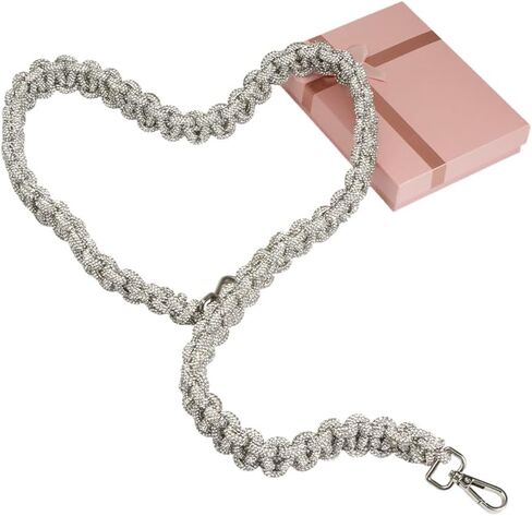 45 Inch Rhinestone Purse Strap Crystal Bag Handle Sparkly Replacement Bag Straps Crystal Rhinestone Wide Purse Strap Replacement Glitter Shoulder Straps for Women Handbag (Platinum) in Saudi Arabia