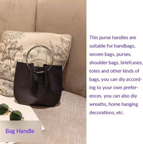 8 Pcs Metal Ring Bag Handle, 4.33 Inch Round Replacement Purse Handles for Handbag Hardware DIY Making, 3 Colors in Kuwait