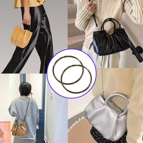 8 Pcs Metal Ring Bag Handle, 4.33 Inch Round Replacement Purse Handles for Handbag Hardware DIY Making, 3 Colors in Kuwait