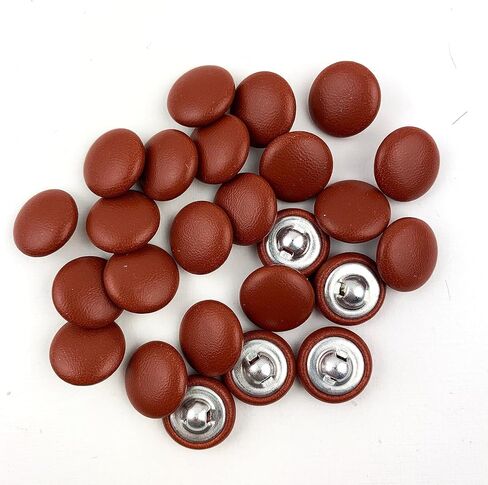 Heyiwell 15PC Leather Covered with Metal Shank Round Buttons for Bridal Gowns Shirts Dress DIY Sewing Craft (Burgundy, 25mm) in Saudi Arabia