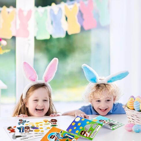 24 Sets Religious Easter Crafts Holy Week Scene Kits, Christian Easter Resurrection Stickers Jesus He is Risen Sticker Cross Palm Sunday Crafts for DIY Project Party Supplies in Saudi Arabia