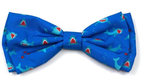 THE WORTHY DOG Pet Bow Tie for Dogs & Cats – Soft Printed Polyester Collar Bow Tie with Touch Fastener, Attaches to Any Collar - Chomp Pattern, Blue, Small in Saudi Arabia