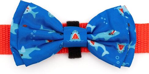THE WORTHY DOG Pet Bow Tie for Dogs & Cats – Soft Printed Polyester Collar Bow Tie with Touch Fastener, Attaches to Any Collar - Chomp Pattern, Blue, Small in Saudi Arabia