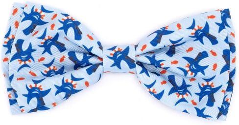 THE WORTHY DOG Pet Bow Tie for Dogs & Cats – Soft Printed Polyester Collar Bow Tie with Touch Fastener, Attaches to Any Collar - Chomp Pattern, Blue, Small in Saudi Arabia