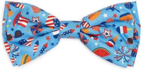 THE WORTHY DOG Pet Bow Tie for Dogs & Cats – Soft Printed Polyester Collar Bow Tie with Touch Fastener, Attaches to Any Collar - Chomp Pattern, Blue, Small in Saudi Arabia