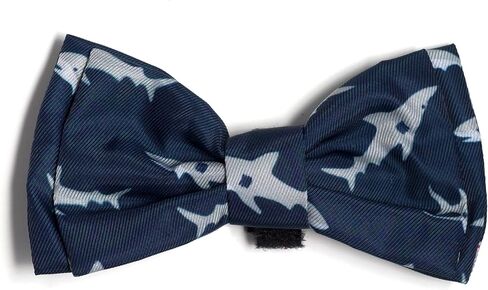 THE WORTHY DOG Pet Bow Tie for Dogs & Cats – Soft Printed Polyester Collar Bow Tie with Touch Fastener, Attaches to Any Collar - Chomp Pattern, Blue, Small in Saudi Arabia