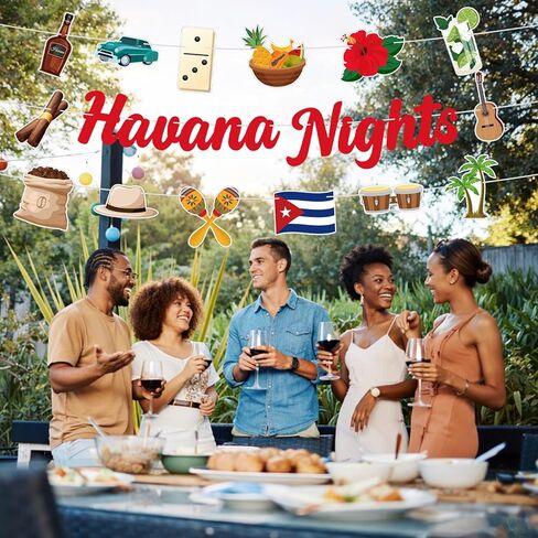 لافتات حفلات Frienda Havana Nights DIY لتزيين الحفلات الكوبية، لوازم سيجار سيارة عتيقة، كوبا بانديرا رم، شجرة النخيل، قبعة القش، ديكور كشك الصور، دعائم لحفلة عيد ميلاد كوبانا in Kuwait