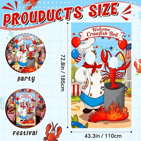 Baquler Crawfish Boil Party Photo Prop 6 x 3.6 ft Crawfish Party Decoration Supplies Lobster Theme Selfie Backdrop Props for Lobster Crab Family Housewarming Birthday Decorations in Saudi Arabia