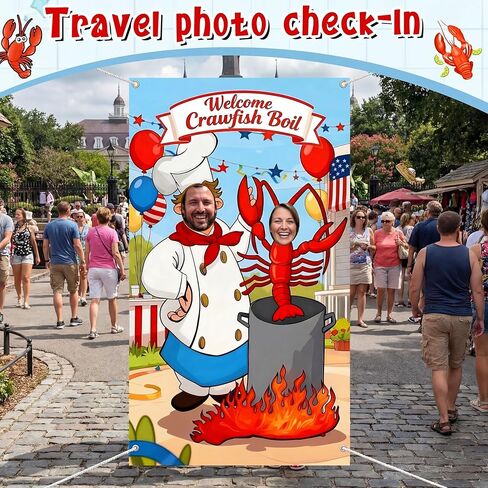 Baquler Crawfish Boil Party Photo Prop 6 x 3.6 ft Crawfish Party Decoration Supplies Lobster Theme Selfie Backdrop Props for Lobster Crab Family Housewarming Birthday Decorations in Saudi Arabia