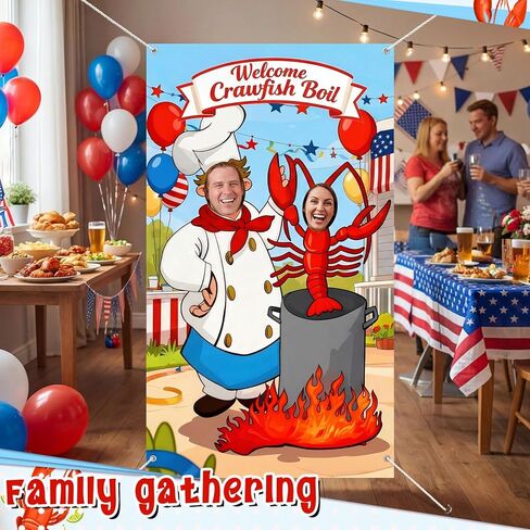 Baquler Crawfish Boil Party Photo Prop 6 x 3.6 ft Crawfish Party Decoration Supplies Lobster Theme Selfie Backdrop Props for Lobster Crab Family Housewarming Birthday Decorations in Saudi Arabia