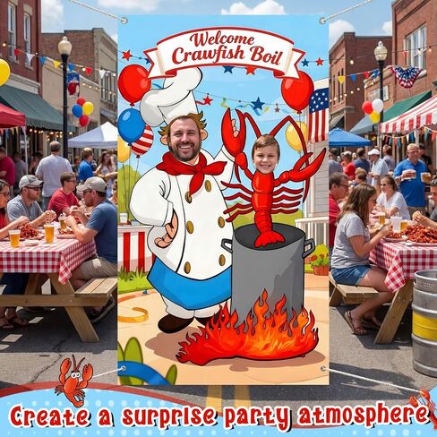 Baquler Crawfish Boil Party Photo Prop 6 x 3.6 ft Crawfish Party Decoration Supplies Lobster Theme Selfie Backdrop Props for Lobster Crab Family Housewarming Birthday Decorations in Saudi Arabia