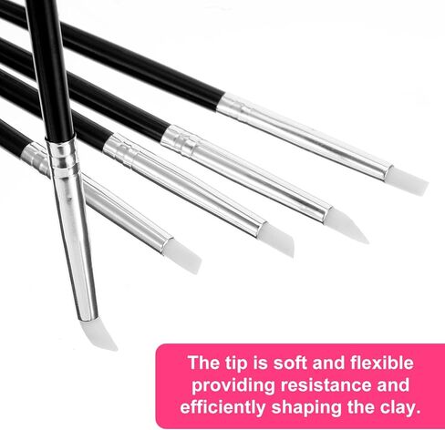 5PCS Professional Silicone Rubber Tip Paint Pens Brushes, Silicone Paint Brush, Flexible Clay Sculpting Tools, Color Shapers Brushes for Handicraft, Carving, Pottery, Drawing and Nail Design in Saudi Arabia
