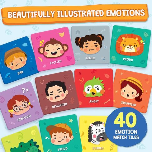 Find & Match - Feelings Safari | Animals & Emotions Matching Memory Game for Kids | Ages 3+ | Social Emotional Learning Toys and Activities | Play Therapy Games in Kuwait