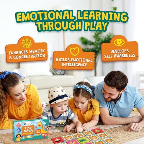 Find & Match - Feelings Safari | Animals & Emotions Matching Memory Game for Kids | Ages 3+ | Social Emotional Learning Toys and Activities | Play Therapy Games in Kuwait