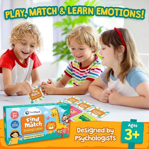 Find & Match - Feelings Safari | Animals & Emotions Matching Memory Game for Kids | Ages 3+ | Social Emotional Learning Toys and Activities | Play Therapy Games in Kuwait