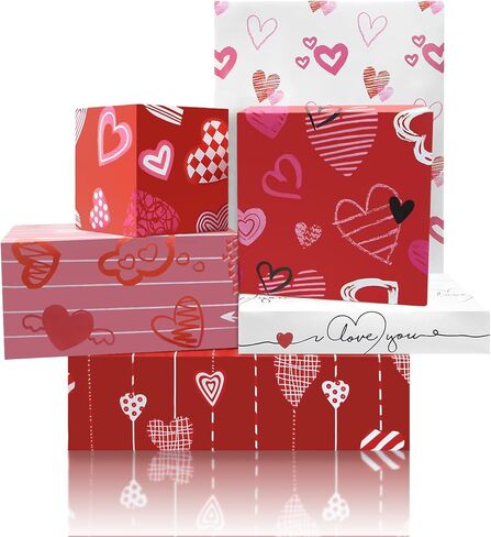 ورق قلب Geluode Love Heart، ورق تغليف عيد الحب، ورق تغليف هدايا على شكل قلب أبيض وأحمر، 6 تصميمات مطوية مسطحة مقاس 20 × 28 بوصة لكل ورقة لحفلات الزفاف، وحفلات الزفاف، والخطوبة، وعيد الحب in Saudi Arabia