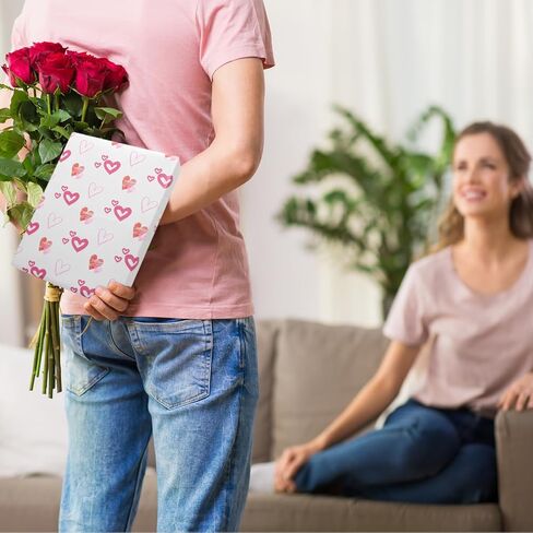 ورق قلب Geluode Love Heart، ورق تغليف عيد الحب، ورق تغليف هدايا على شكل قلب أبيض وأحمر، 6 تصميمات مطوية مسطحة مقاس 20 × 28 بوصة لكل ورقة لحفلات الزفاف، وحفلات الزفاف، والخطوبة، وعيد الحب in Saudi Arabia