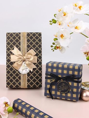 6 أوراق ورق تغليف عيد ميلاد كرافت، أوراق تغليف هدايا مطوية مقاس 20 × 27 بوصة، تصميمات عيد ميلاد سعيد ملونة، تخزين مسطح، مثالية لتغليف هدايا الحفلات in Saudi Arabia