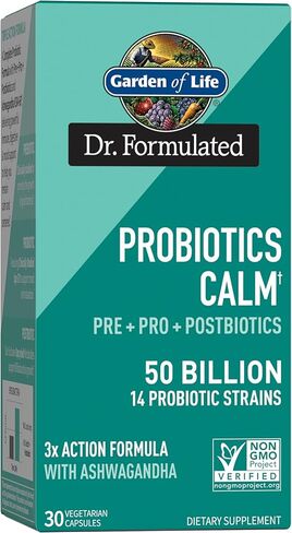 Garden of Life Dr Formulated Calm Daily 3-in-1 Complete Probiotics, Prebiotics & Postbiotics with Ashwagandha - PRE + PRO + POSTBIOTIC Supplement for Immune, Digestive & Mood Support - 30 Day Supply in Saudi Arabia