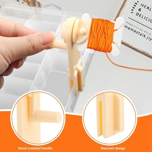Embroidery Floss Organizer, Cross Stitch Thread Storage Set with 100 Pcs Floss Bobbins, Winder, Marker and Stickers, Removable 24 Compartments Case for Craft DIY Sewing Storage in Kuwait