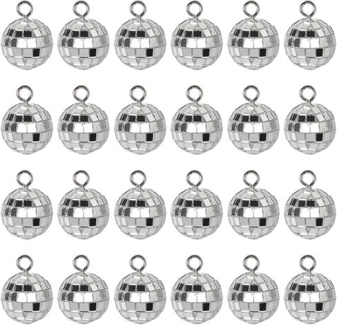 24 Pcs Disco Ball Charms Mini Mirror Disco Balls Decor Small Disco Ball Beads for Jewelry Making Earring Bracelet DIY Crafts Keychain Pendant Ornaments 1 Inch in Saudi Arabia