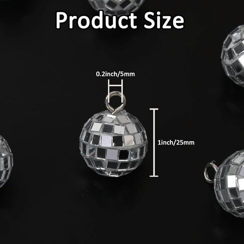 24 Pcs Disco Ball Charms Mini Mirror Disco Balls Decor Small Disco Ball Beads for Jewelry Making Earring Bracelet DIY Crafts Keychain Pendant Ornaments 1 Inch in Saudi Arabia