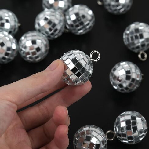 24 Pcs Disco Ball Charms Mini Mirror Disco Balls Decor Small Disco Ball Beads for Jewelry Making Earring Bracelet DIY Crafts Keychain Pendant Ornaments 1 Inch in Saudi Arabia