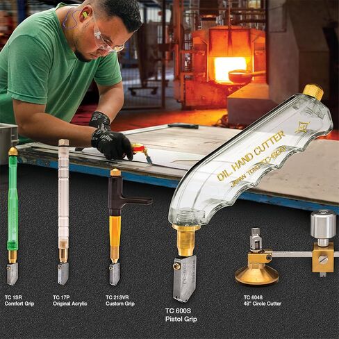 TOYO TC600S Pistol Grip Supercutter Glass Cutter Straight Blade | Self-Oiling Blade Introduced in 1980 | Smooth Rolling Supercutter | Made in Japan in Saudi Arabia