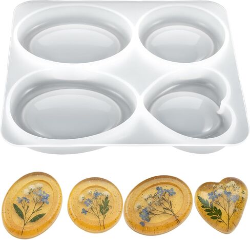 DIY Resin Silicone Molds for Thumb Worry Stones, 4 Unique Designs: Heart, Round, Oval, Teardrop - Stress Relief & Anxiety Meditation Pocket Stones - Perfect for Epoxy Casting in Saudi Arabia